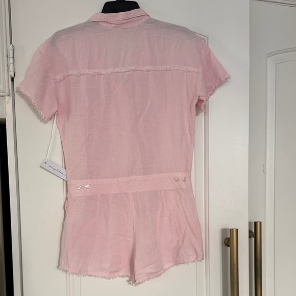 Young Fabulous & Broke Felix Raw Edge Pale Pink Short Sleeve Romper - Picture 2 of 4